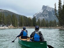 Students canoeing