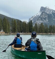 Students canoeing